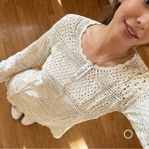 Amuse Society Cream Knit Swim Coverup